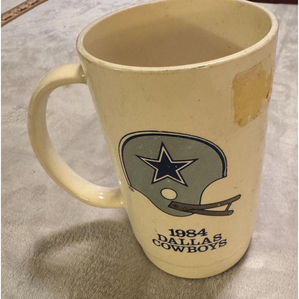 Vintage 1984 Dallas Cowboys Silver Season Mug 25th Anniversary Burger King NFL